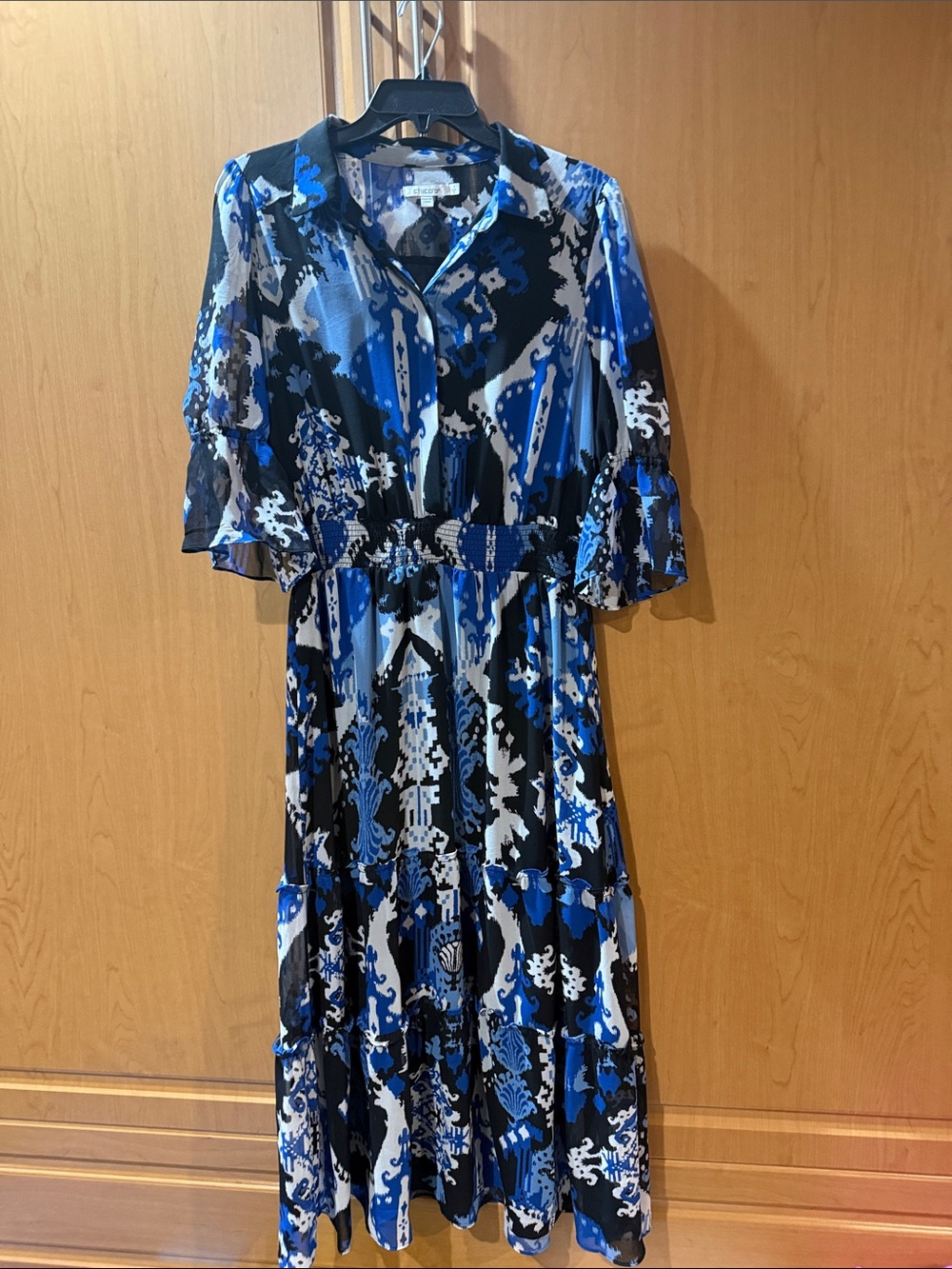 Chico's Blue & Black Printed Maxi Dress